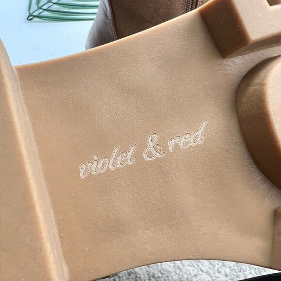 Violet & Red Alexa Brown Suede Fleece Trim Lug Combat Boots Size 8.5M NWOB - Picture 13 of 13